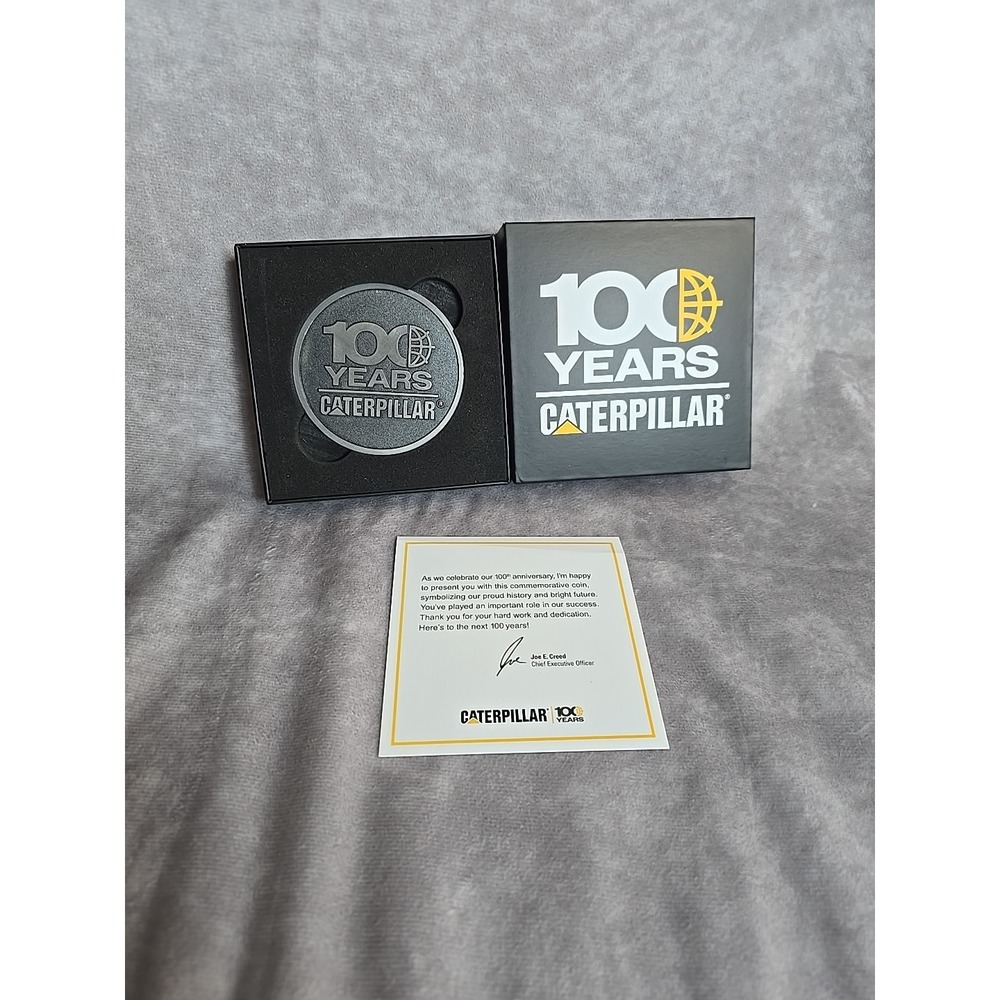 Official Caterpillar 100 Year Anniversary Commemorative Medallion Coin In Box